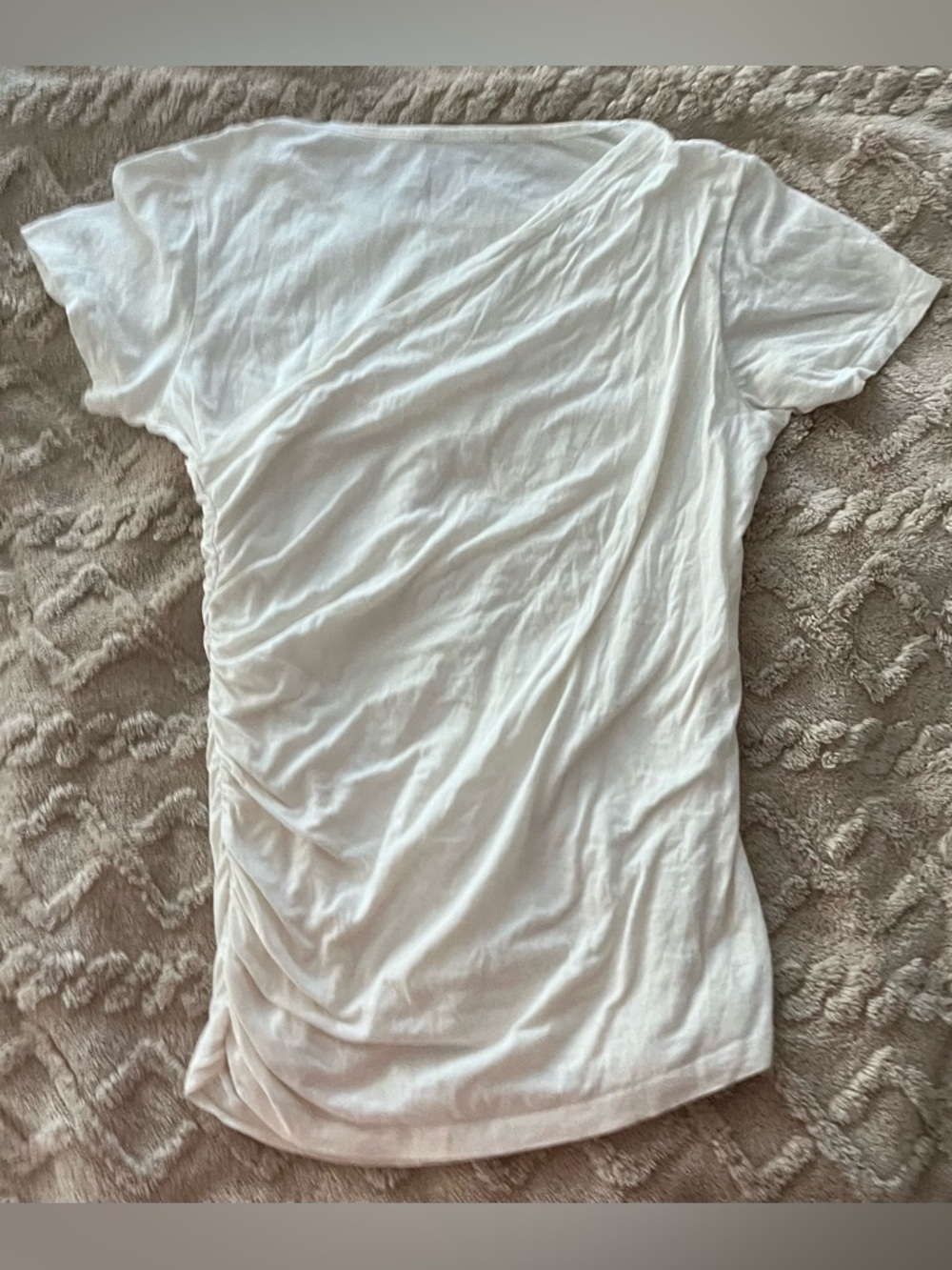 Lisa Rinna Collection Cream Draped Short-Sleeve Tee - Picture 3 of 4